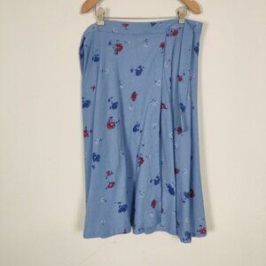 Unbranded Womens Floral Midi Wrap Skirt One Size Blue Flowy
